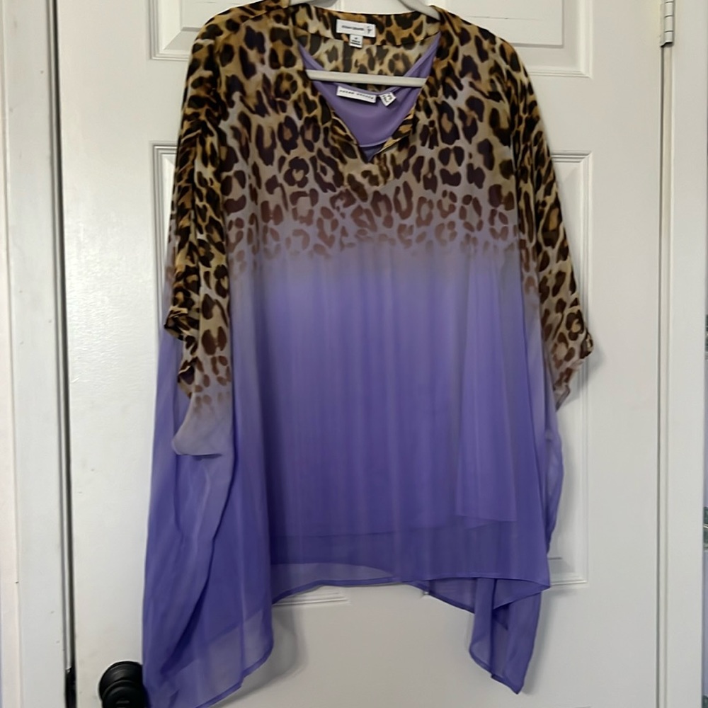 Susan Graver Tank (violet) and Tunic (cheetah animal print and violet)